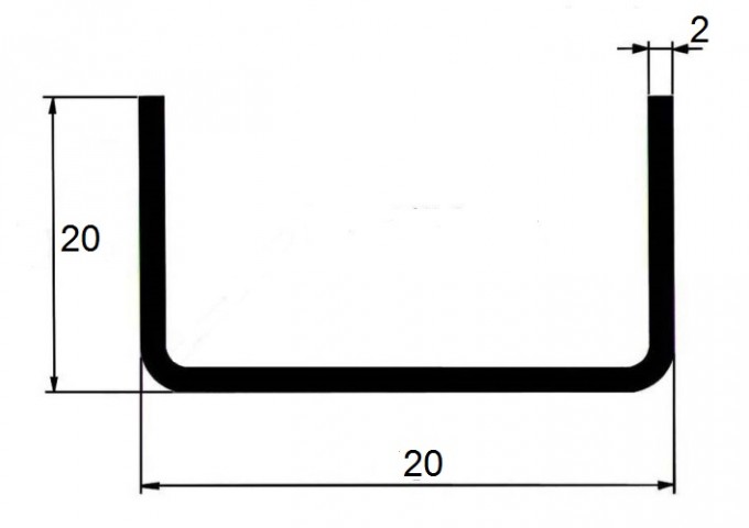 JEKL otevřený U  20x20x2 / 6m