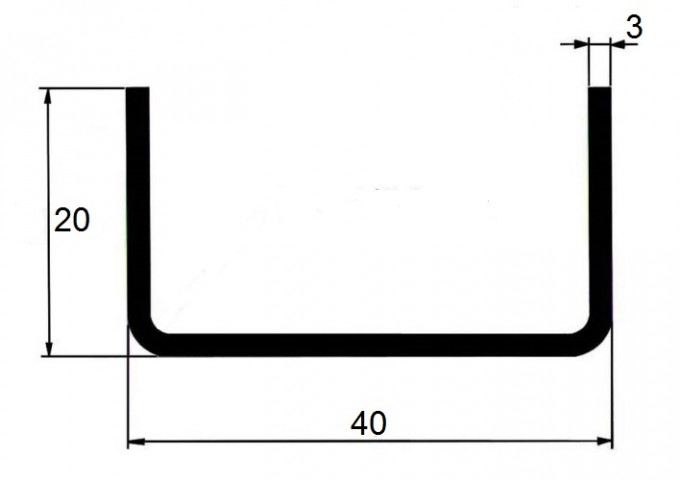 JEKL otevřený U  40x20x3 / 6m