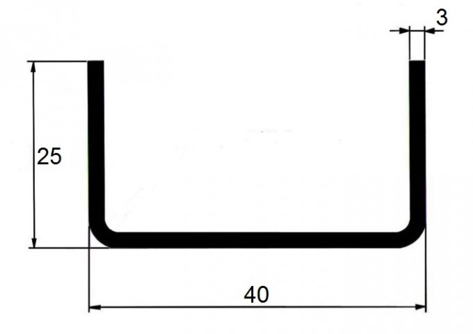 JEKL otevřený U  40x25x3 / 6m