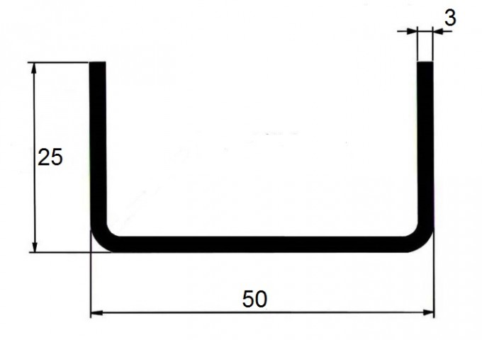 JEKL otevřený U  50x25x3 / 6m