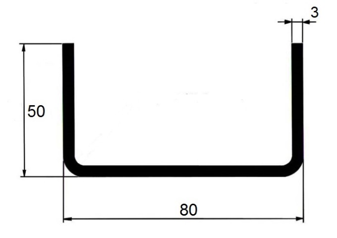 JEKL otevřený U  80x50x3 / 6m