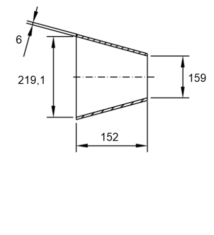 TRUBKOVÁ REDUKCE 219,1x159x6 / 152mm