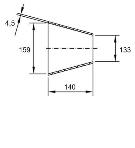 TRUBKOVÁ REDUKCE 159x133x4,5 / 140mm